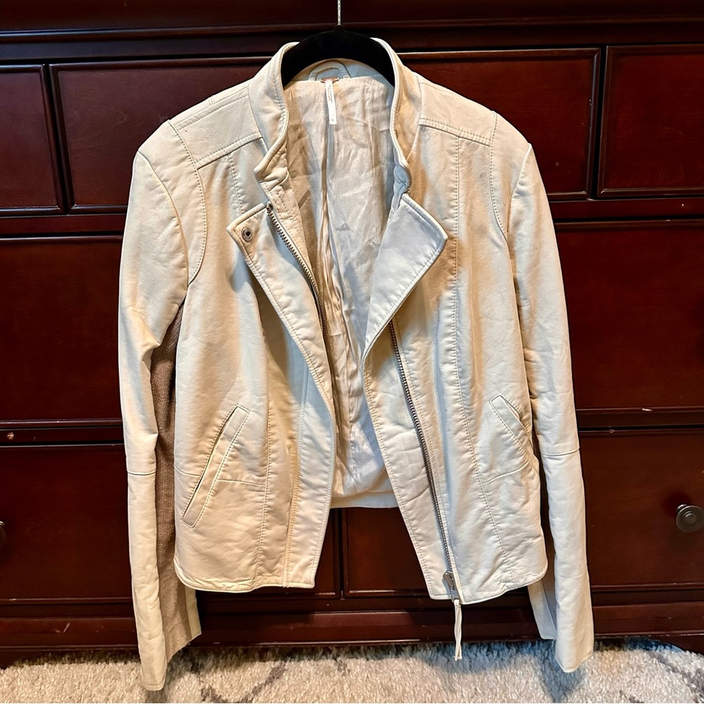 Free People Light Tan Bomber Jacket